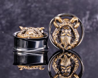 Krampus (Nice) Stainless Steel Plugs - Screw On Plugs (Pair) - Pss62