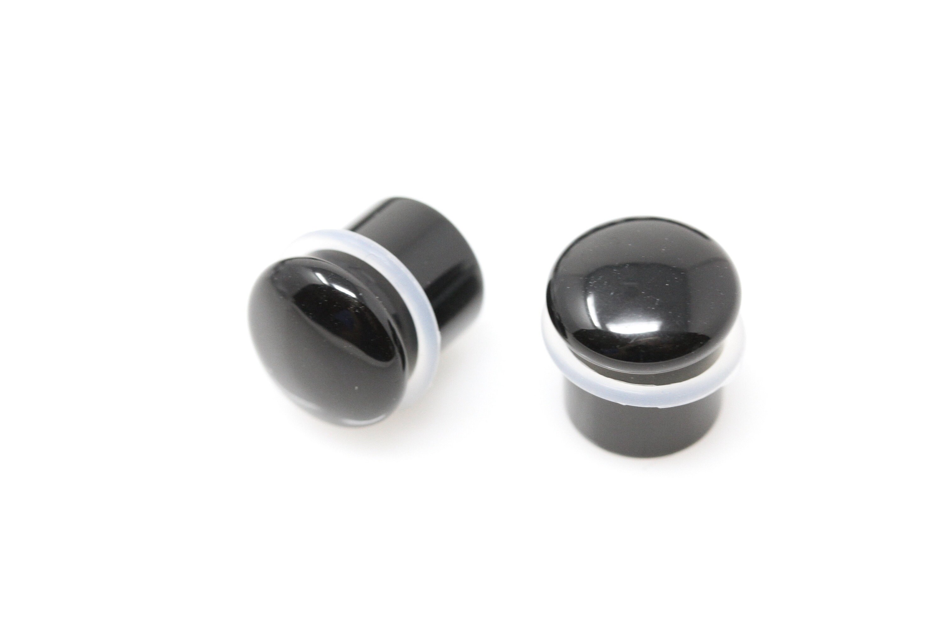 Single Flare Obsidian Plugs for Stretched Ears pair PH72 Etsy