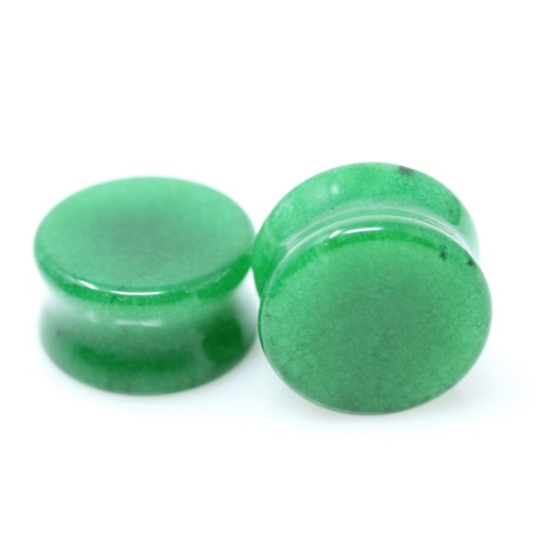 Green Jade Plugs for Stretched Ears (Pair) - PH143