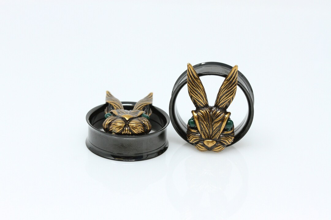 Gold Bunny Bot Stainless Steel Plugs - PSS151 - Etsy