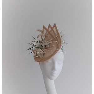 cream coffee hatinator, wedding hat, mother of the bride, Royal Ascot Fascinator, Ladies day hat, occasion headpiece,
