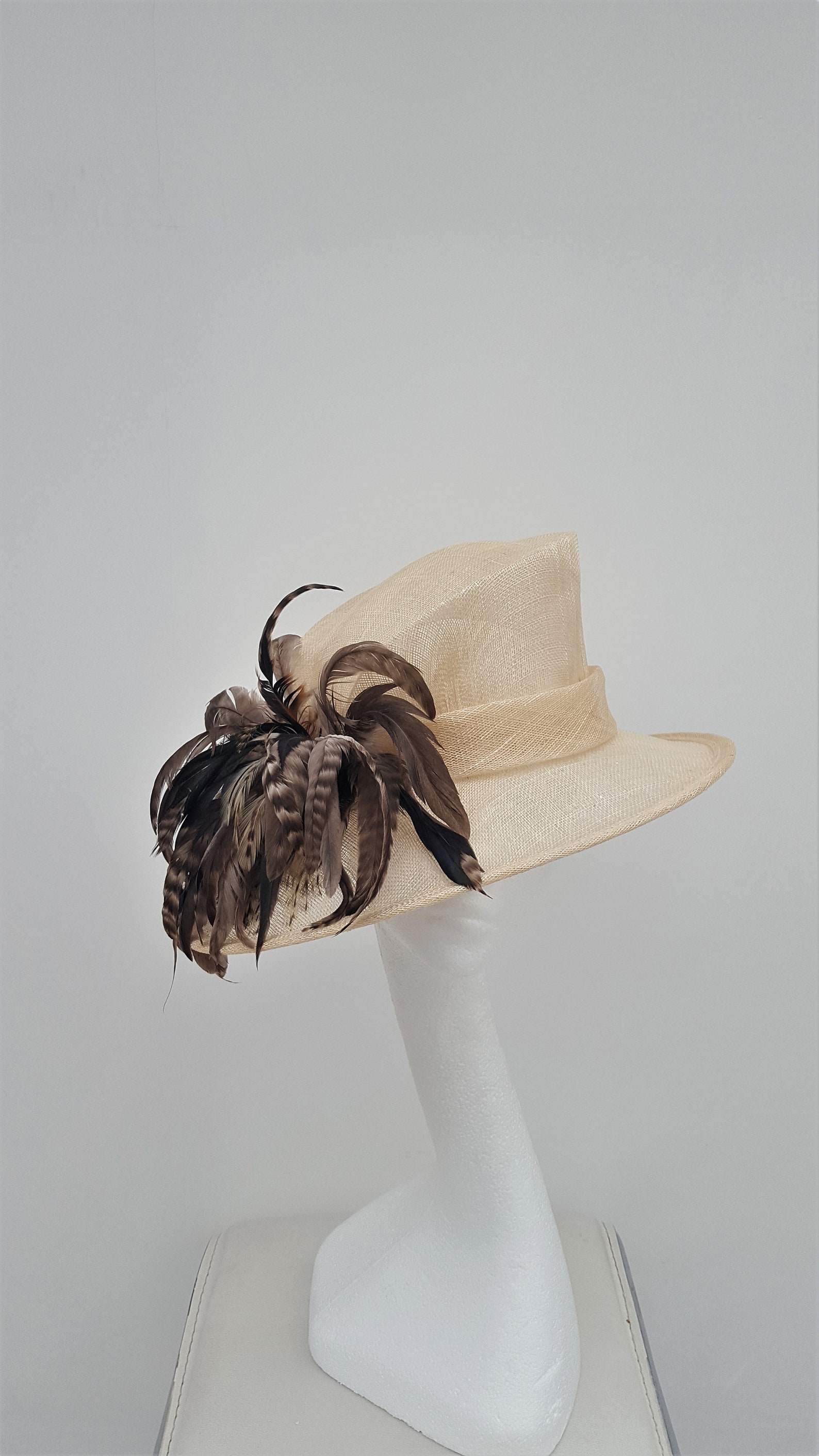 Cream Deep Ivory Hat With Natural Goose Feathers. Mother of Etsy