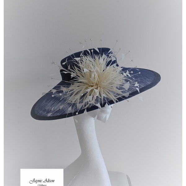 Navy Blue Hatinator, Wedding Hat, Mother of the Bride, Royal Ascot Fascinator, Kentucky Derby Hat, Church Hat, Ladies Day Hat, Navy Hat