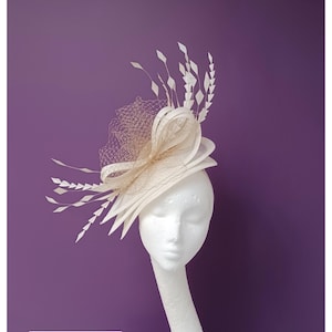 Cream Ivory Hatinator, Wedding Hat, Mother of the Bride Hatinator, Ladies Day Fascinator, Royal Ascot Hat, Kentucky Derby Hat,