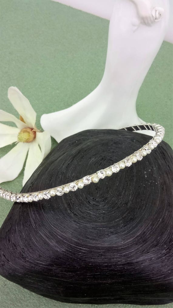 Crystal diamante rhinestone alice head hair band tiara bridal bridesmaid prom uk