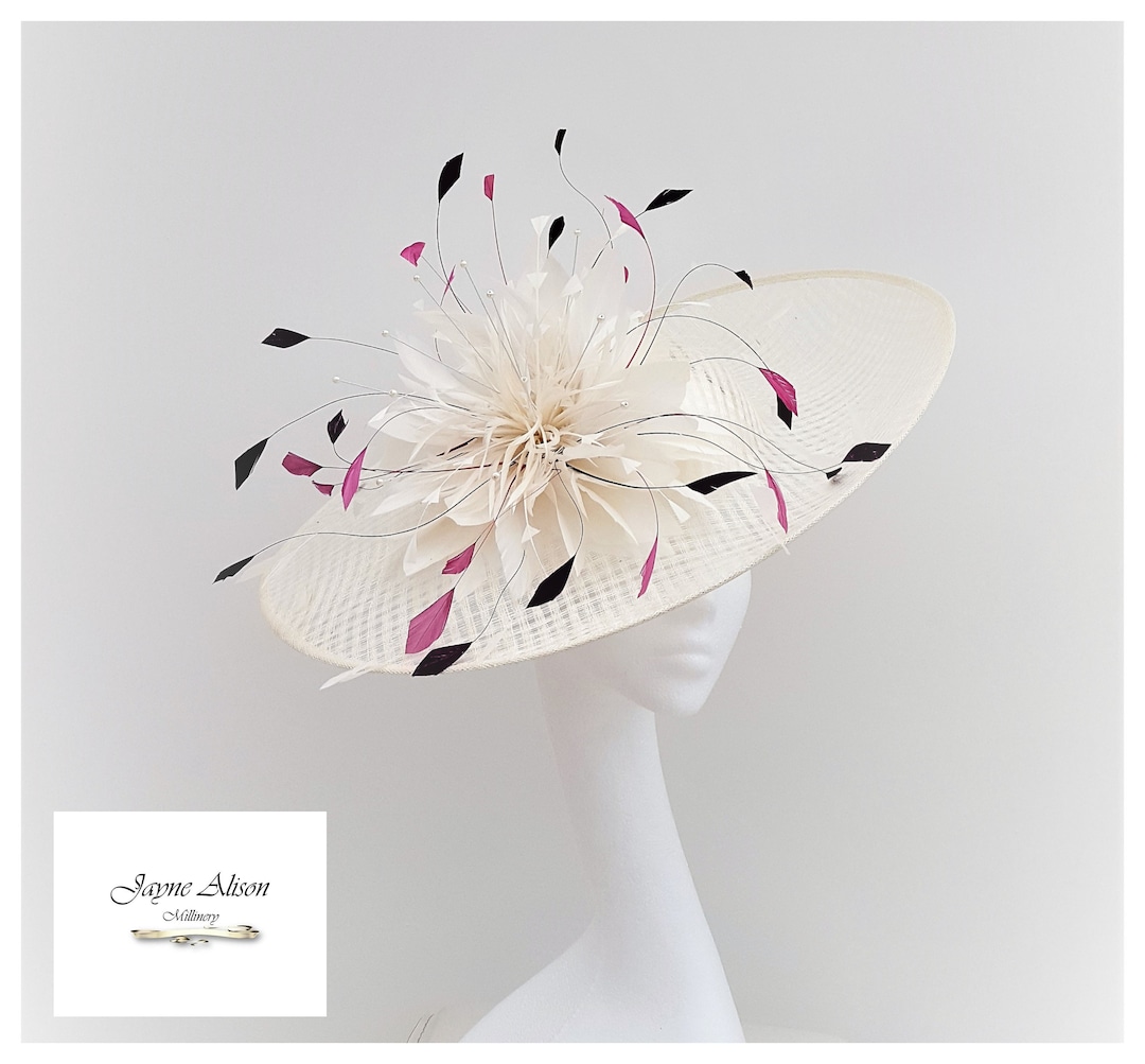 Ivory Cream Hatinator, Royal Ascot Hat, Wedding Hat, Ladies Day Fascinator,kentucky Derby Hat