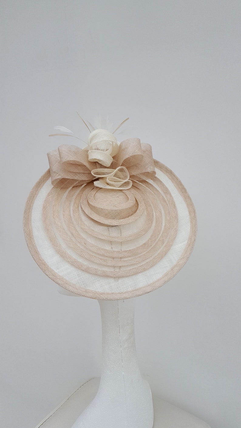Ivory Coffee Disc Fascinator Wedding Hat Mother of the Bride Etsy UK