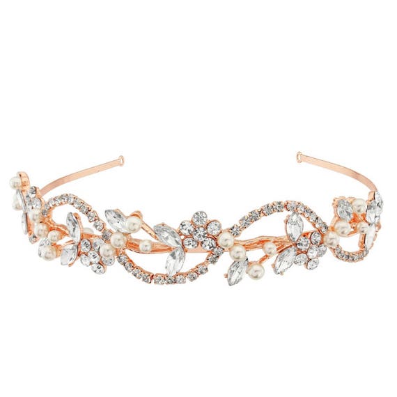 Rose gold crystal headband bridal prom Amazon.com : Jaciya Rose Gold Bridal Headband 4 Pieces  main image 3