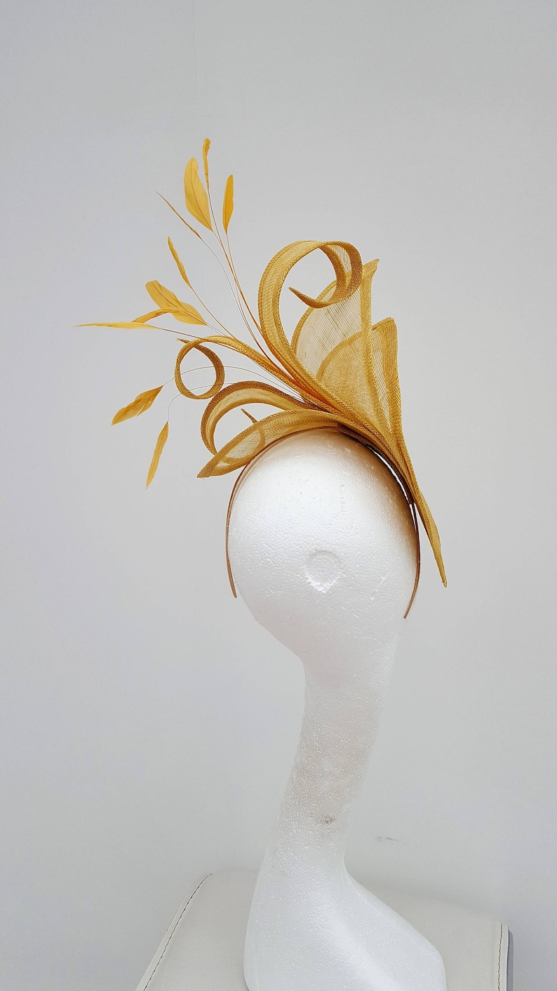 Gold Yellow Fascinator Wedding Fascinator Mother of the Etsy