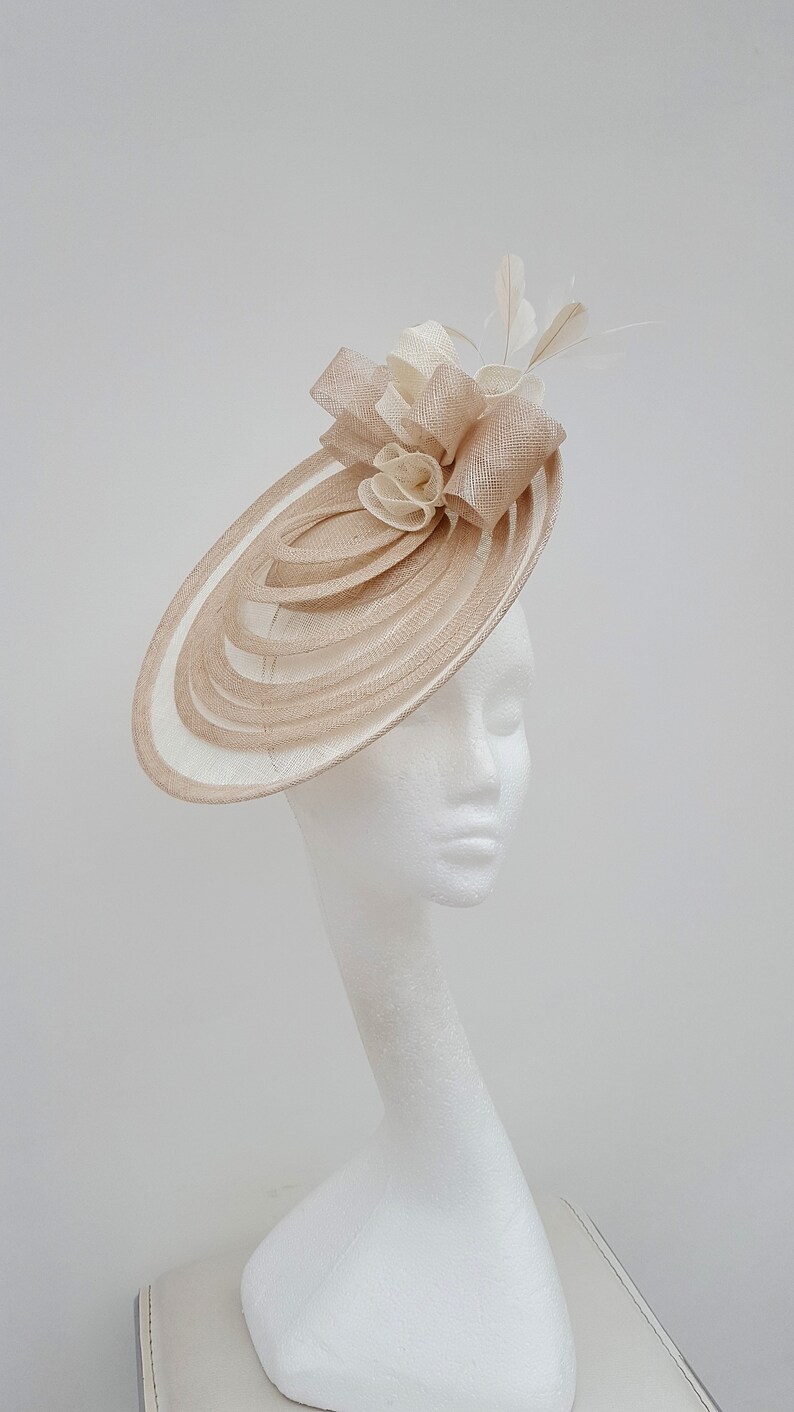 Ivory Coffee Disc Fascinator Wedding Hat Mother of the Bride Etsy UK