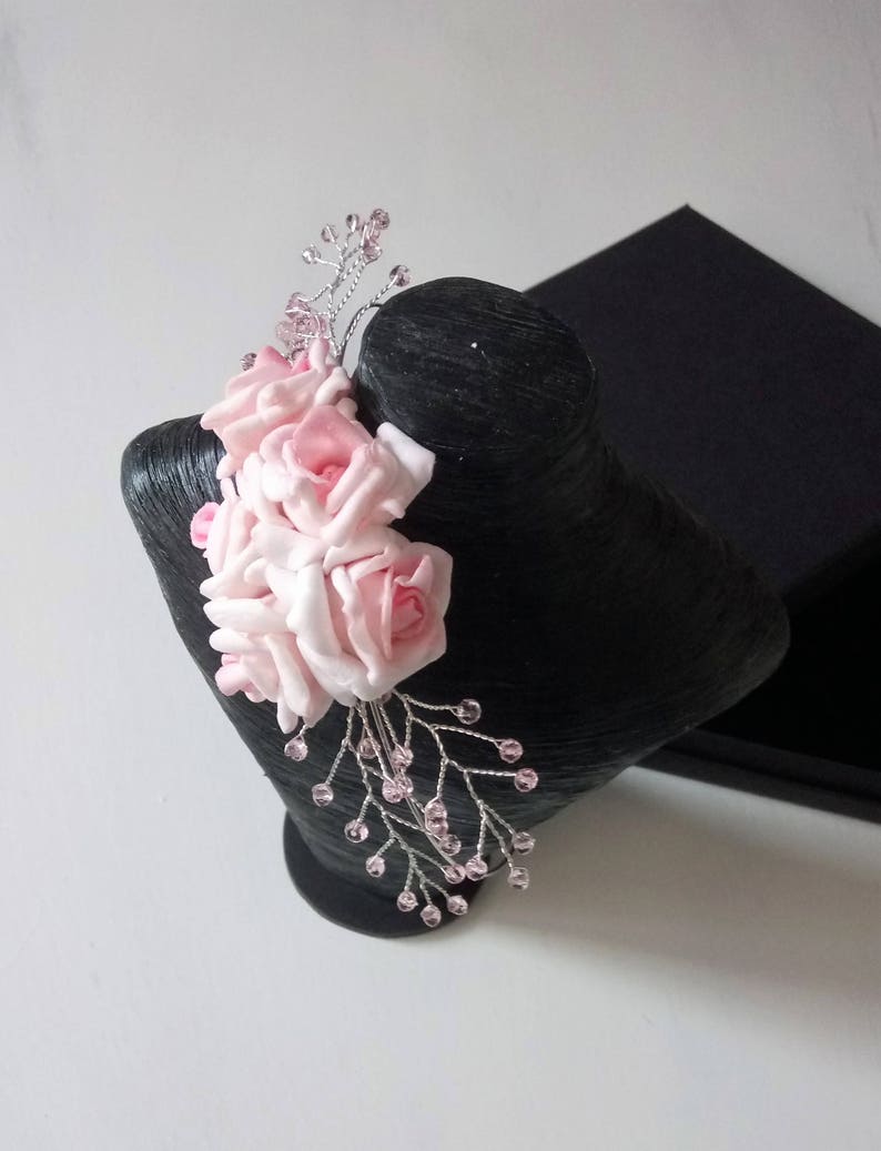Bridal Headband Flower Girl Headband Bridesmaid Headband Pink Crystals Wedding Headband Wedding Tiara Pink Rose Delicate Prom