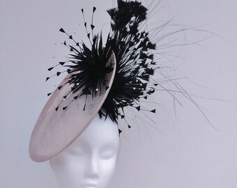 Nude Blush Black Fascinator Pink 