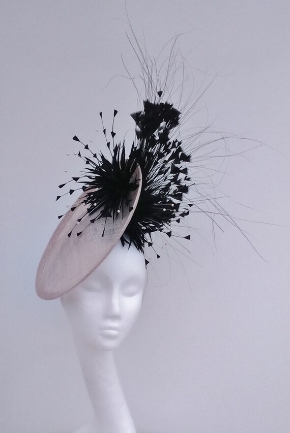 Nude Blush Black Fascinator Pink 