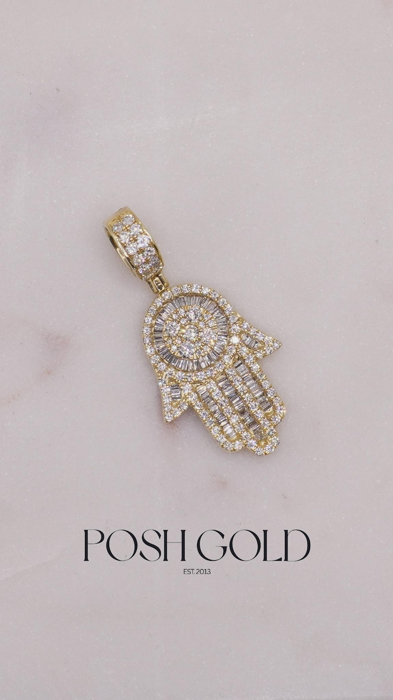 10K Solid Gold Hamsa Hand Charm: Miami Design, Protection Symbol image 1