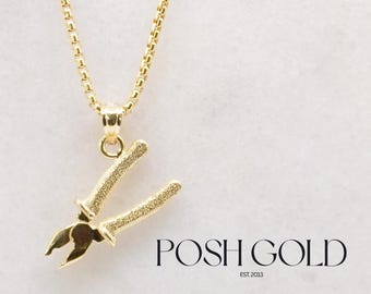 10K Solid Gold Pliers Charm Pendant Designed in Miami