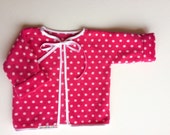 Baby girl clothes, newborn baby, baby girl's fleece jacket, pink spotty jacket, 0-3 months, newborn girl, pink & white spots, baby shower