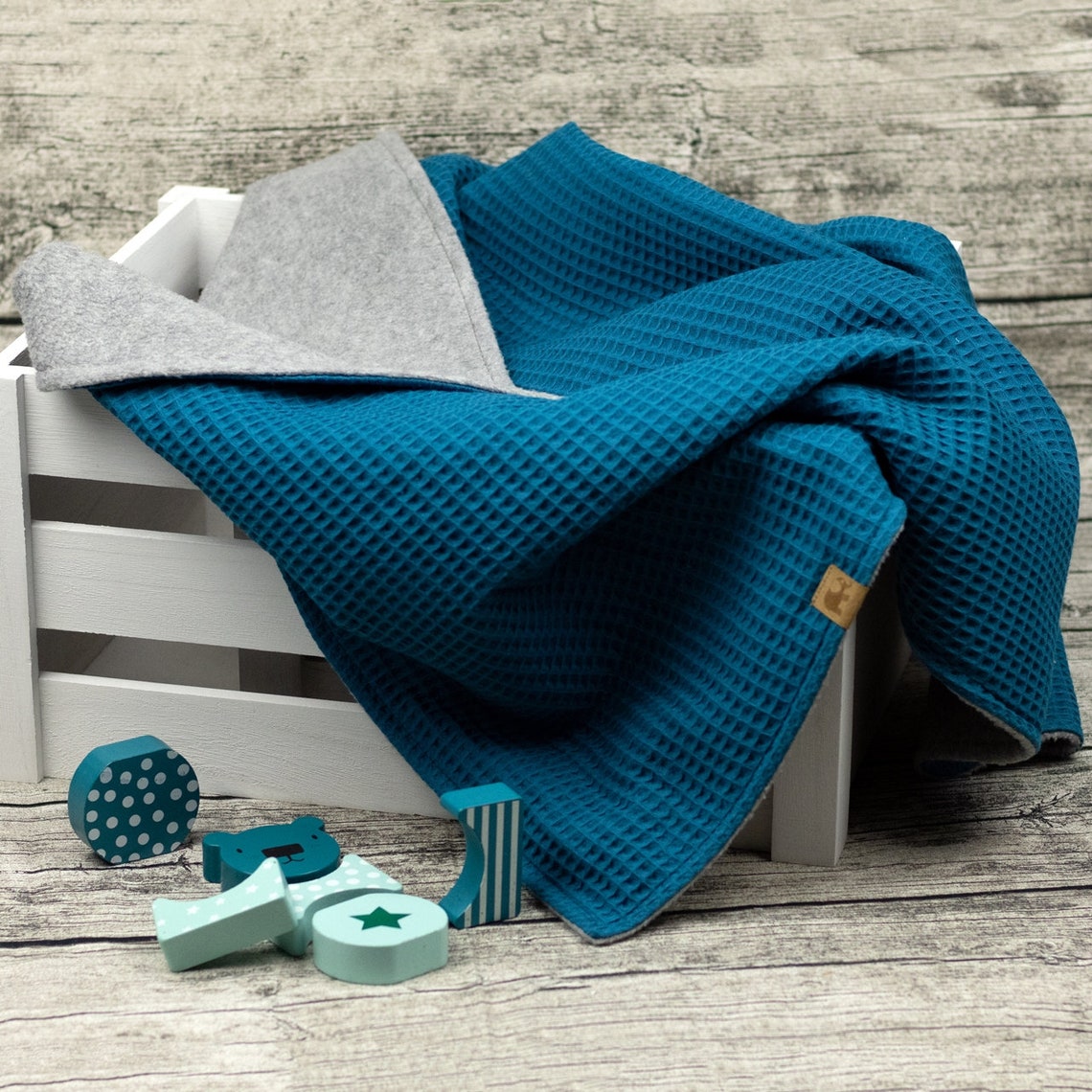 Soft baby blanket cuddly blanket teddy wafflelpique cotton Etsy