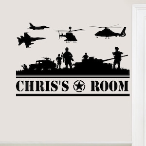 CUSTOM Personalized Name Boy Room Military Wall Decal Sticker Mural ...