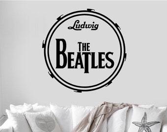 The Beatles Ludwig Drum Music Band Wall Decal Sticker Mural John Ringo Paul George British Mania