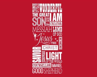 46" Names for Jesus Prince Of Peace Son Creator Saviour Wall Decal Sticker Christmas Messiah Christ Immanuel Jehovah Lamb God Good Shepard