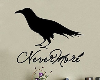 24" Nevermore The Raven Edgar Allen Poe Poetry Wall Decal Sticker Art Mural Home Décor Quote Lettering Halloween Dark Scary