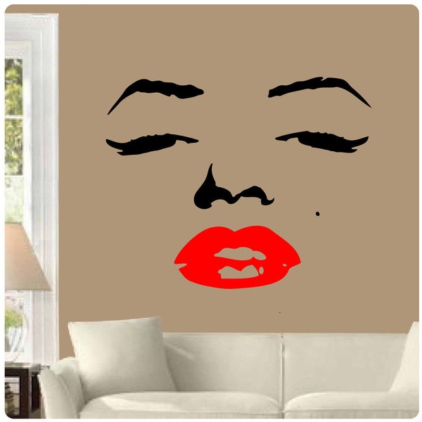 Marilyn Monroe Face Red Lips Wall Decal  Sticker Decor Home Art Deco Design Interior Quote CHOOSE SIZE DIY