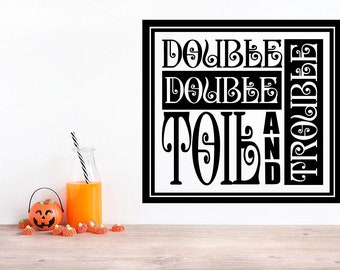 24"x20" Double Double Toil And Trouble Halloween Song Vintage Ornate Framed Wall Decal Sticker Party Decoration Sign Fall Art Witch October