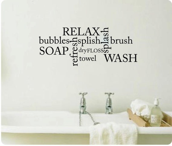 Autocollant Mural Déco Salle De Bain — Motif Bulles, Splash, Brosse Et Savon, Vinyle Noir, Marque WallPressions, Neuf