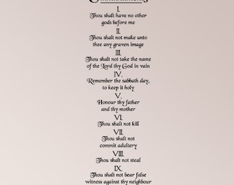 The Ten Commandments 10 Honor Thou Shalt God Scripture Wall Decal Sticker Home Decor