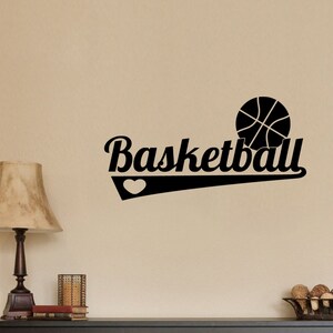 Basketball Sign Art Sports Players Game Heart Wall Decal Sticker Art Home Decor