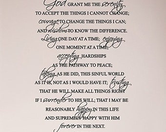 36"x24" FULL Serenity Prayer Religious God Grant Me Wall Decal Sticker Art Mural Home Decor Quote Wall Decal Sticker