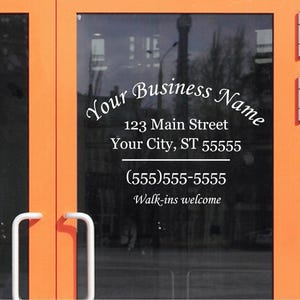 Commercial Business Store Name Address Custom Personalized Glass Door Window Storefront Professional Sign Decal Sticker Stencil Van Truck