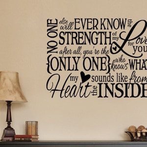 No One Else Will Ever Know The Strength of My Love for You Collage Only Heart Sounds Like Wall Decal Sticker Mom Mommy To Be Baby Shower