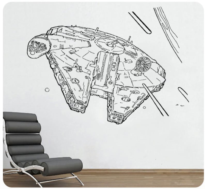 Star Wars Millenium Falcon Wall Decal Sticker Movie Sci Fi Etsy