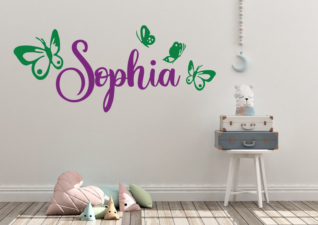 48" CUSTOM Personalized Name Butterflies Wall Decal Sticker Mural Home ...