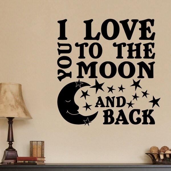 I Love You to The Moon and Back Stars Child Nursery Wall Decal Sticker Mural Home Baby Infant Crib Bed Room