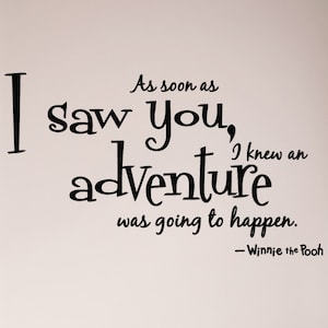 As Soon As I Saw You I Knew An Adventure Was Going To Happen Wall Decal Sticker Winnie The Pooh