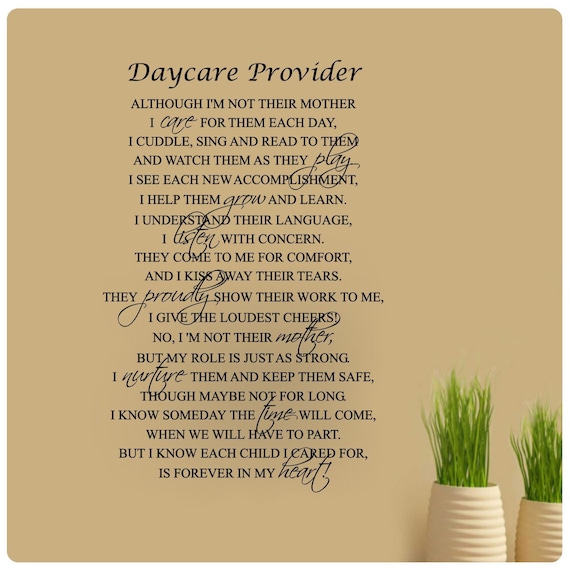 36 X 24 Daycare Provider Poem Although I Am Not Etsy