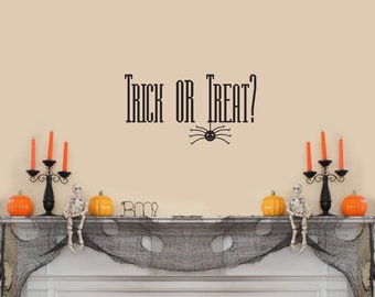 24" Trick of Treat Halloween Saying October Spider Cute Door Art Wall Decal Sticker Party Fall Spooky Candy