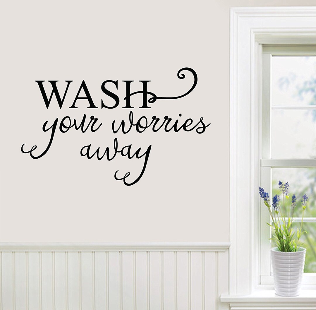 24"x14" Wash Your Worries Away Laundry Room Clothes Water Soap Wall ...