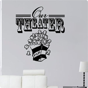 24&quot; Our Theater Movie Room Popcorn Den Living Room TV Wall Decal Sticker Art Mural Home Décor Quote