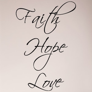 Faith Hope Love Wall Decal Sticker Vertical Saying Home Décor