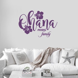 Wall Stitch Decal Lilo and Stitch Quote Ohana Means Family Nobody