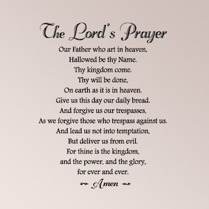 The Lord&#39;s Prayer with Embellishment Our Father Who  in Heaven Wall Decal Sticker  Home Decor