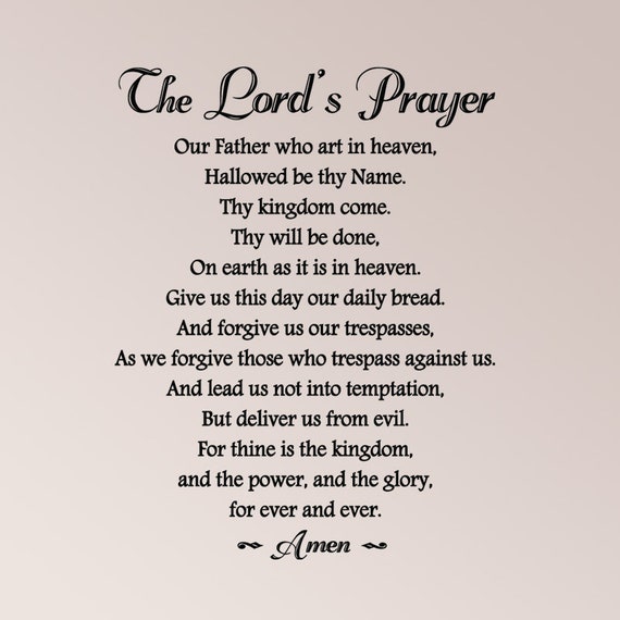 The Lord S Prayer With Embellishment Our Father Who In Heaven Wall Decal Sticker Home Decor