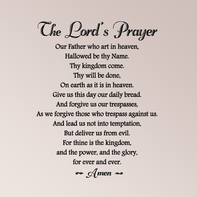 The Lord's Prayer with Embellishment Our Father Who  in Heaven Wall Decal Sticker  Home Decor