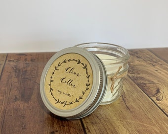 Clean Cotton Soy Candle // Mason Jar Candle // 4 oz // Organic Soy Wax Candle