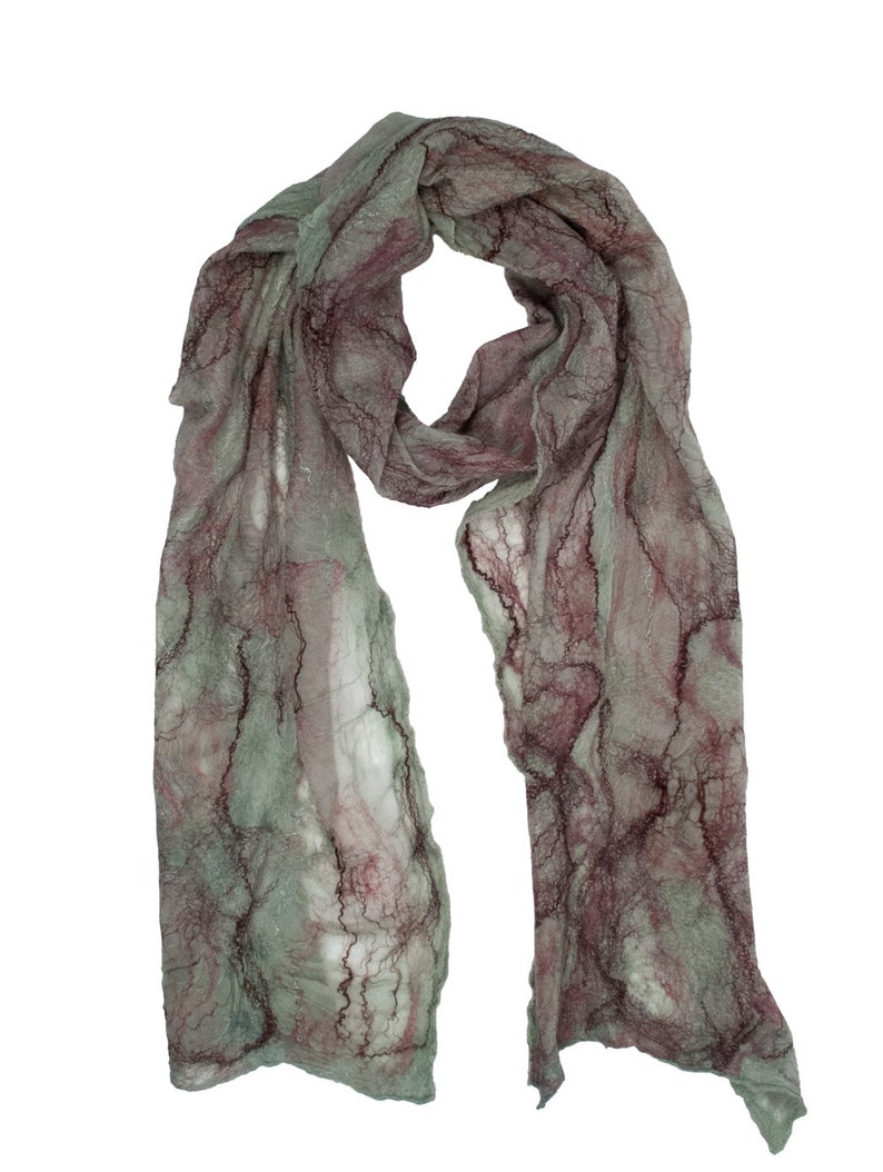 Sage Green Silk Scarf Felted Wool and Silk Scarf Sage Green Etsy