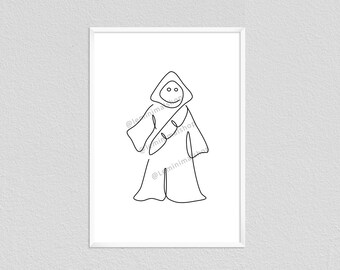 Jawa Sand People Star Wars Line Art Print | Nursery Decor