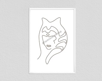 Ahsoka Tano Line Art Print | Star Wars Minimalist Decor